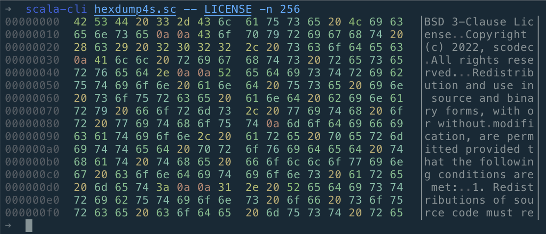 hexdump cli